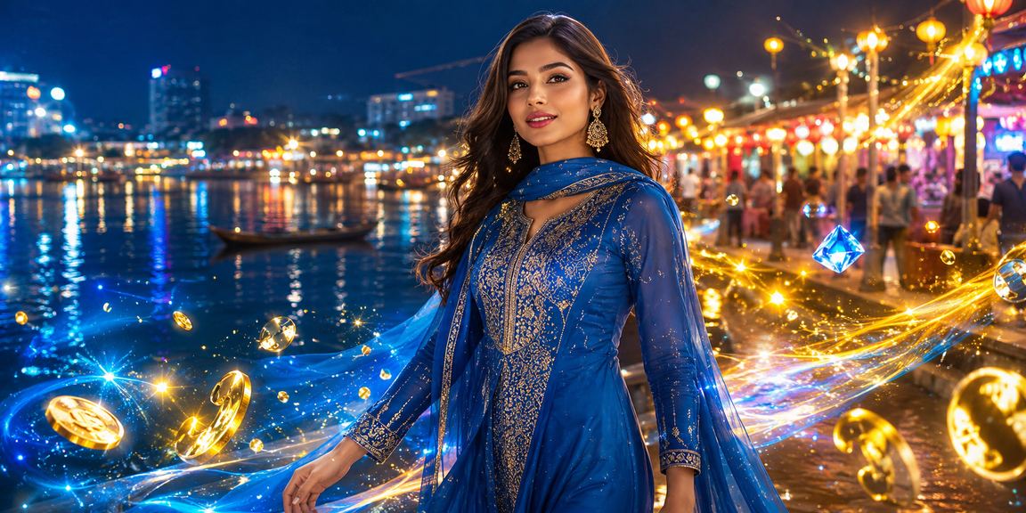 সালোয়ার কামিজ পরিহিত একজন বাংলাদেশি নারী মোবাইলে bk9 ক্যাসিনো অ্যাপ ব্যবহার করছেন